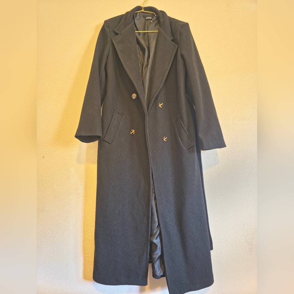 Boohoo Women's Elegant Black Trench Coat